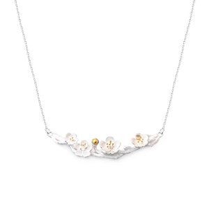 14k Gold Two-tone Daisies Sterling Silver Necklace